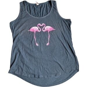 Instant Message size plus 1 tank top with 2 flamingos heart, soft, high low